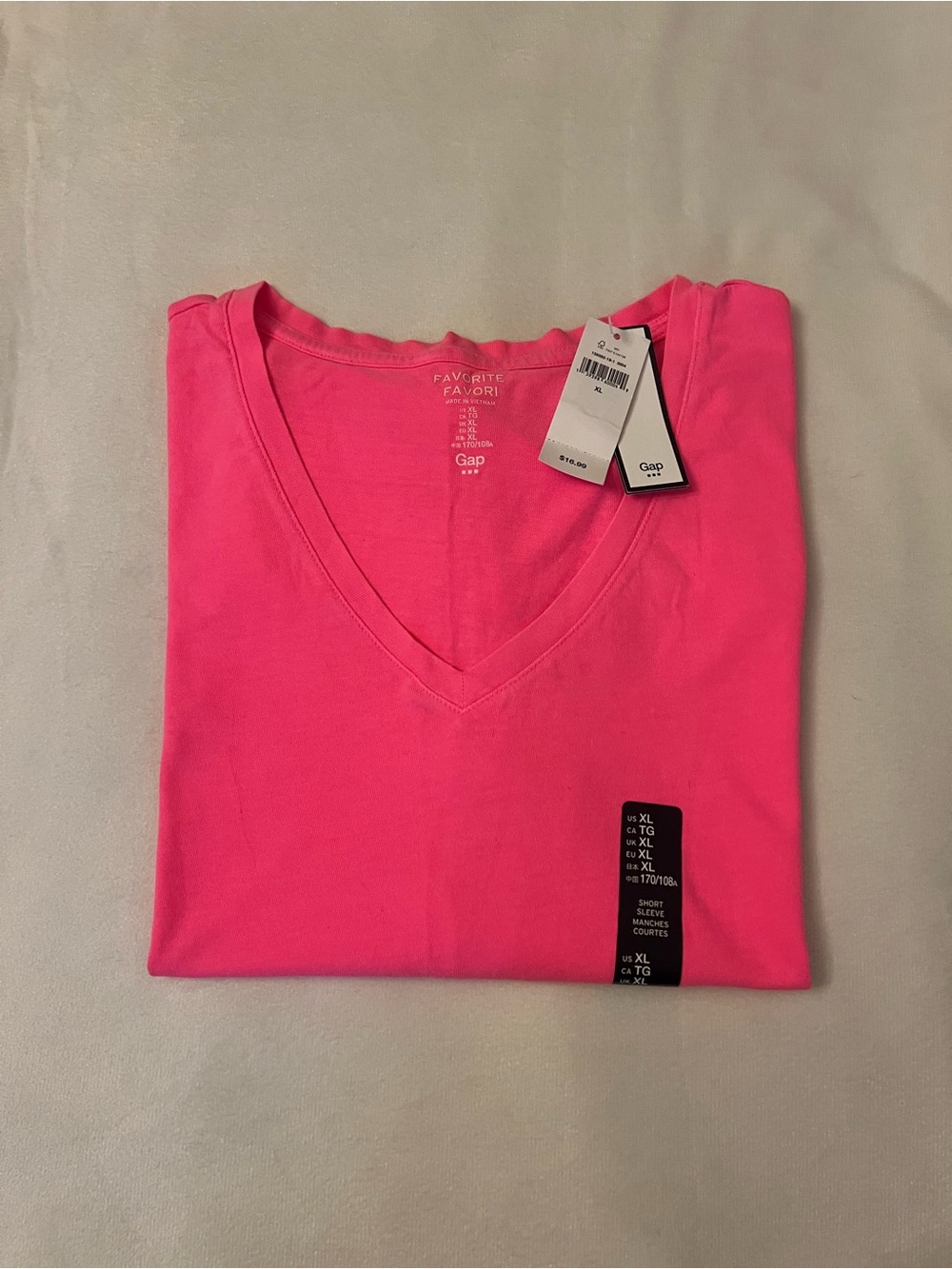 GAP Bright Pink V-Neck Tee